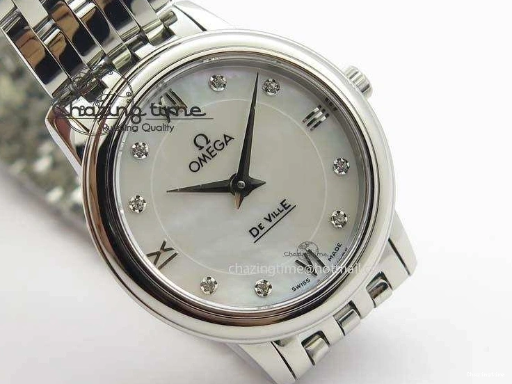 0310 De Ville 27mm Ladies MK 1:1 Best Edition White MOP Diamond Markers On SS Bracelet Ronda Quartz MoistureWicking 8190